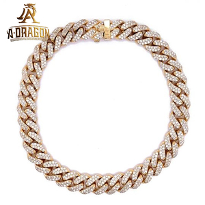 Correntes de prata 925 pura 12 mm Banhado a ouro branco VVS <span class=keywords><strong>Moissanite</strong></span> Diamante Cubano para Homens