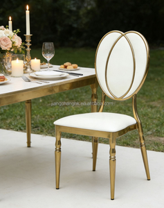 Sillas de Boda de Hierro Dorado Brillante, Diseño Nuevo, Lujosas y Duraderas, Respaldo Redondo en Forma de Corazón, para Hoteles, Banquetes y Eventos - Product Image 2