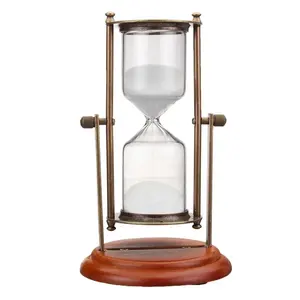 Pendule rétro en métal avec minuterie, minuterie de sable, horloge en verre, décoration de la maison, cadeau, 2019