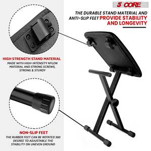 Taburete de Piano de 5 Niveles, Estilo X, Ajustable, Acolchado, con Estructura Metálica - Product Image 5