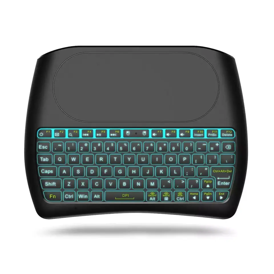 Teclado inalámbrico con panel táctil grande y retroiluminación, combo de teclado y ratón inalámbrico con receptor y mando a distancia