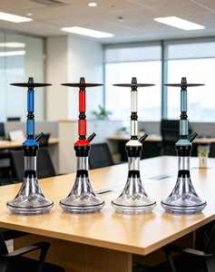 Set de Hookah Transparente con Base de Vidrio y Aluminio, Pipa de Metal para Tabaco con Bandeja para Cenador o Bar - Product Image 2