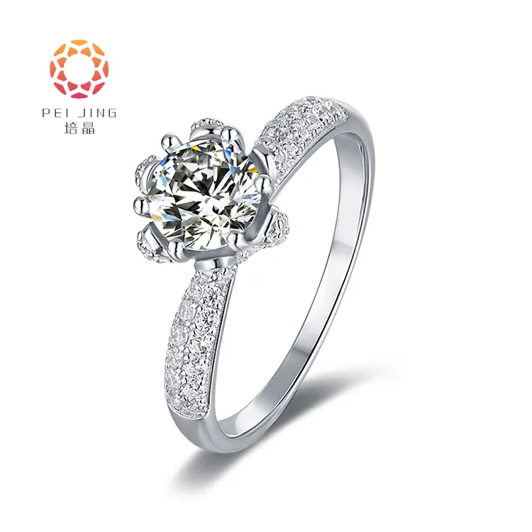 Luxury High Quality Custom Design 14k 18k White Gold Fine Jewelry Diamond Engagement Ring China for Women Wedding Rings Band