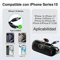 Mini Batería Externa 2 en 1 de Alta Capacidad, 5000mAh, con Enchufe Integrado, Batería de Litio-Polímero, Entrada Tipo-C, Enchufe Universal, Carga Rápida