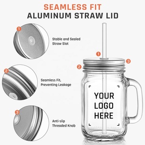 Vaso de Vidrio Estilo Mason Jar Vintage de 470 ml <span class=keywords><strong>con</strong></span> Asa y Diseño de Gallo en Relieve - Product Image 6