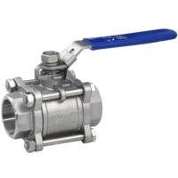 Vanne à boisseau sphérique B3 à passage plein, à brides, filetage BSP NPT, en acier inoxydable SS304, joint PTFE, extrémité filetée, haute pression, 1/2, gaz haute température, garantie 1 an