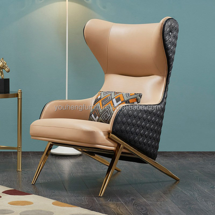 Modern living room lounge recliner Luxury stainless steel Nordic leisure armchair single sofa lazy chair