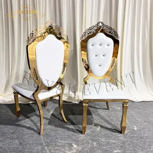 工厂价格国王皇后王座椅子金色不锈钢宴会婚宴派对椅