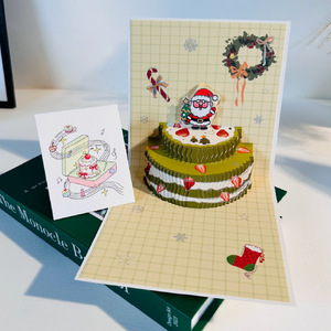 Tarjeta de Felicitación 3D con Luz Musical y Diseño de Pastel de Cumpleaños, Material de Papel, para Navidad y Cumpleaños - Product Image 3
