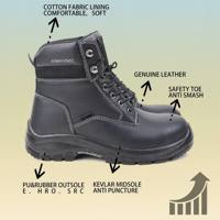 AIMVVSEC Sepatu Bot Keselamatan Kerja Kulit Sapi Berkualitas Tinggi, Tahan Panas, Profesional untuk Pengelasan, dengan Ujung Baja
