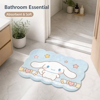Tapis de bain personnalisé Hello Kitty, dessin animé, antidérapant, absorbant, avec support en mousse à mémoire de forme, facile à nettoyer, forme de vague, tapis de sol pour salle de bain