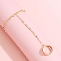 Bracelet personnalisé plaqué or avec maillons en forme de cœur, chaîne de main en acier inoxydable, bague de doigt, bijou délicat et minimaliste pour femme