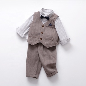 <span class=keywords><strong>Ensemble</strong></span> formel 3 pièces pour bébé garçon, veste à manches longues, tenue pour tout-petit, printemps automne - Product Image 1