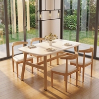 Ensemble table et chaises en bois pas cher pour petits appartements, forme rectangulaire, 3-4 personnes, usage domestique et commercial