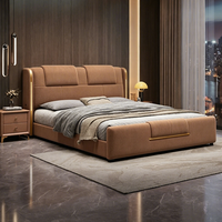 Lit de rangement moderne JUNYUHAO avec revêtement en tissu, cadre en pin, mousse haute densité, taille Queen/King, meubles de chambre à coucher