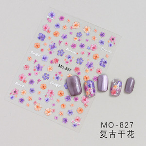Autocollants pour ongles rétro printaniers à fleurs séchées, couleurs mélangées, fleurs séchées du jardin de Monet, petites fleurs DIY - Product Image 6