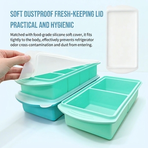 Boîte de préparation de repas en silicone, sans BPA, réutilisable, avec couvercle, 4 compartiments, grand moule à glaçons, contrôle des portions, rangement de cuisine - Product Image 3