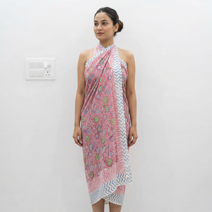 Pareo de Playa de Algodón Estampado a Mano para Mujer, Sarong Suave de Voile, Cubrebañador, Estilo Boho para Vacaciones y Viajes, Fabricante - Product Image 1
