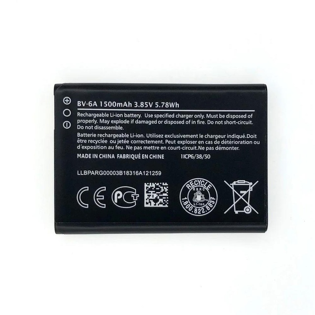 REAL CAP Replacement Battery BV-6A for Nokia Banana 2060 3060 Smartphone 5250 C5-03 8110 4G Cell Phone Lithium Ion Batteries OEM