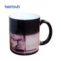 Tasses à café en céramique noire personnalisables BestSub, thermosensibles, à changement de couleur magique, 330 ml, pour sublimation, vente en gros B2B, personnalisées