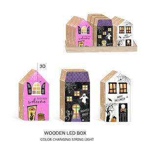 Boîte en bois colorée à lumière LED Décorations de table de Noël Cadeau Artisanat en bois Signes muraux Piles AA Illuminez le cadeau de Noël - Product Image 6