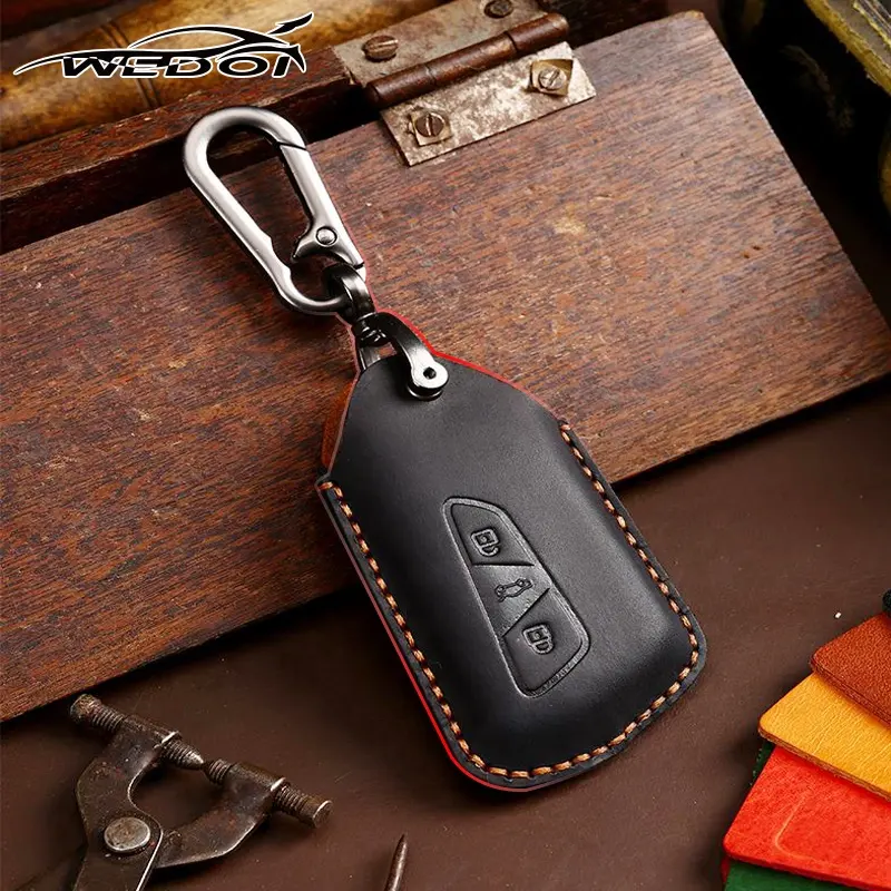 Genuine Leather Key Fob Cover For VW ID.4 ID.6 Button Smart key Cover Car Key Case Holder For Volkswagen ID.4 Accessories