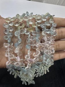 Perles de pierre irrégulières en vrac pour la fabrication de colliers, bleu clair, vert, jaune, transparent, pierres précieuses colorées, matériel de bijouterie artisanale - Product Image 4