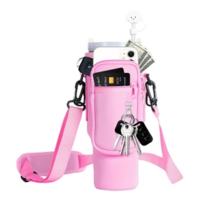 RTS Bulk Mixed Order 40oz 30oz Sports Workout Bag Trendy <b>Water</b> <b>Bottle</b> <b>Carrier</b> <b>with</b> Adjustable <b>Strap</b> Phone Pocket Casual Style - Product Image 1