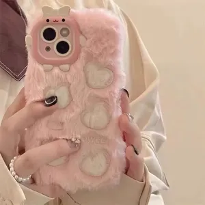 Custodia per telefono in peluche ricamato <span class=keywords><strong>Cloud</strong></span> & Love per <span class=keywords><strong>IPhone</strong></span> 16 11 12 13 14 15 Pro Max Cartoon custodia protettiva per lenti a foro sottile - Product Image 4