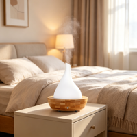 Diffuseur d'arômes ultrasonique à grain de bois 200 ml, 9 W, faible consommation, lumière LED 7 couleurs, humidificateur d'huiles essentielles pour chambre à coucher