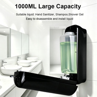 Distributeur de savon mural manuel 1L, distributeur de savon liquide moussant rechargeable 1L pour salle de bain et cuisine commerciales