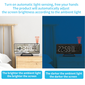 Giá tốt nhất nhà bàn Bảng trang trí Analog/kỹ thuật số chiếu Đồng hồ báo thức đài phát thanh LED hiển thị có tính năng điện tử loại phong trào - Product Image 4
