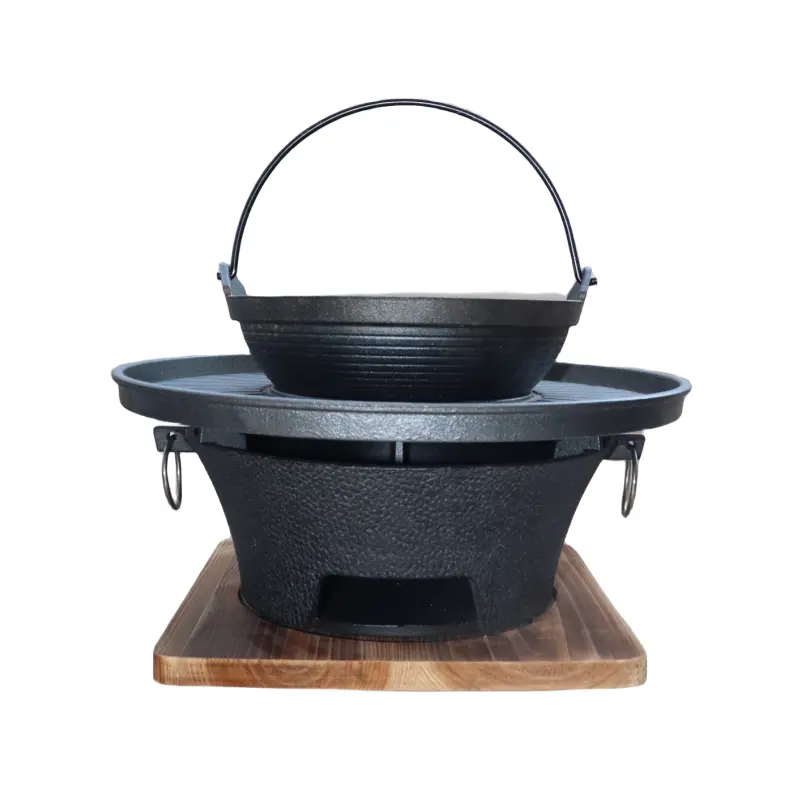 Eigen Merk Kleine Outdoor Gietijzeren Houtskool Bbq Grill Draagbare Barbecue Fornuis