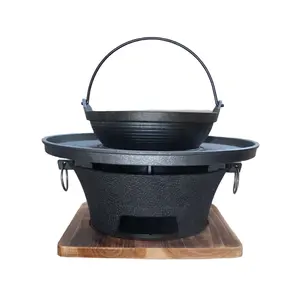 Marca propia pequeña Parrilla de barbacoa de carbón de hierro fundido para exteriores estufa de barbacoa portátil