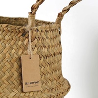 Panier à provisions et à pique-nique en jonc de mer tressé avec poignée pour le rangement