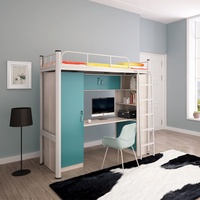 Lit superposé double moderne en métal convertible et pliable avec bureau intégré, idéal pour appartement, maison, école, hôtel, hôpital, garantie 36 mois
