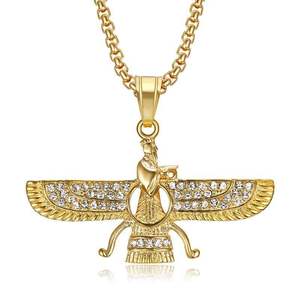 Collier pendentif <span class=keywords><strong>en</strong></span> acier inoxydable plaqué or étanche avec zircon, style Hip Hop persan zoroastrien, <span class=keywords><strong>pour</strong></span> homme, collection 2026 - Product Image 1