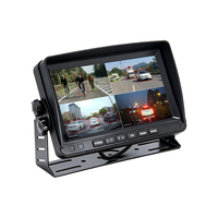 Monitor de Vehículo VD de 7 Pulgadas con 4 Canales de Entrada, Compatible con Cámara de Reversa para Camiones, 12V 24V Universal, Pantalla HD IPS, Monitor de Visión Trasera