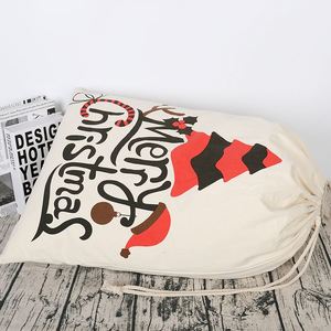 Sacs de Noël personnalisés en gros avec cordon de serrage, sacs cadeaux blancs, sacs en toile de coton de Noël, sacs du Père Noël, cadeaux et décorations de fête - Product Image 5
