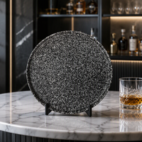 Assiette de service en céramique à surface marbrée de 12 pouces avec motif végétal, assiette de présentation, assiette de base pour mariage et banquet