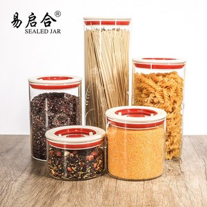 Cylindrical Press Type Storage Jar Airtight Kitchen Grain Dried Fruit Container With Plastic Lid - Product Image 3
