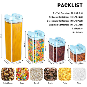 7 Pak Wadah Penyimpanan Makanan, Wadah Makanan Dapur Dapur Set Pengaturan Kedap Udara Tombol Tekan Wadah Makanan dengan Tutup - Product Image 6