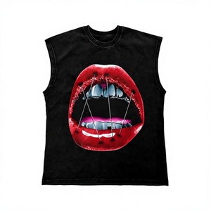Men's Gym <b>Muscle</b> Cropped <b>T</b>-<b>Shirt</b> Regular Fit Heavyweight Sleeveless 100% Cotton Knitted Eco-Friendly Breathable Street Style - Product Image 1