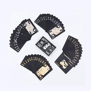 تصميم فريد مخصص بطاقات اللعب بنمط الدولار الأمريكي طباعة المصنع دائم البلاستيك الأسود Pvc أوراق اللعب للماء