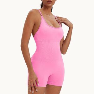Mono de yoga sin espalda con logo personalizado para mujer, levantacaderas, sin mangas, para entrenamiento deportivo, body de fitness, pelele, mono de yoga - Product Image 6