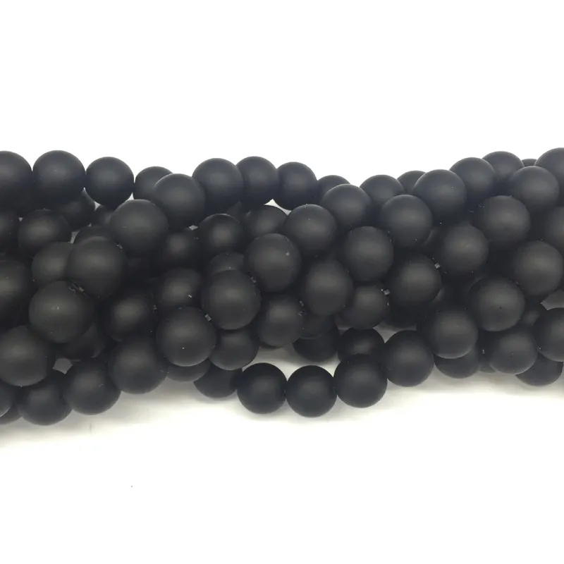 Grosir Murah Kualitas Tinggi Manik-manik Onyx Hitam Matte, Manik-manik Batu Permata Matte dengan 4Mm 6Mm 8Mm 10Mm 12Mm