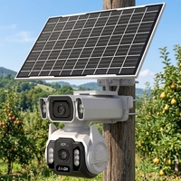 Caméra de sécurité extérieure 4G LTE à double objectif 4MP CMOS Panoramique 355°/Inclinaison 100° Audio bidirectionnel Vision nocturne Suivi de mouvement humain Intégré