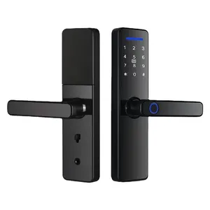 Tuya atau TTLock APP kunci pintu sidik jari, kunci pintu Digital dengan kata sandi kartu RFID, kunci terbuka satu sentuhan