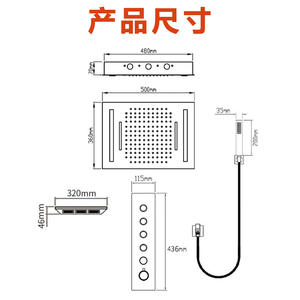 Ensemble de douche Disixindi avec corps de vanne tout en cuivre, affichage numérique LED, simple, encastré, à pression augmentée - Product Image 4
