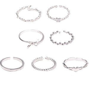 Minimalist Modern Style Twisted Knot Open <b>Ring</b> <b>Set</b> <b>Women</b> Unique Lava-Inspired Design New Arrival Plain Band Finger Copper - Product Image 5